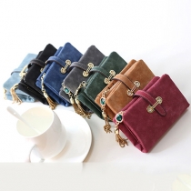 Retro Style Solid Color Tassel Wallet for Women