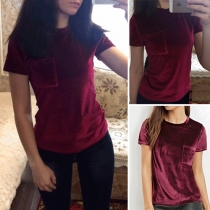 Fashion Solid Color Short Sleeve Round Neck T-shirt