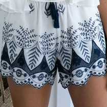 Bohemian Style Elastic Waist Printed Shorts