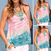 Fashion Contrast Color Gradient Tie-dye Printed Cami Top