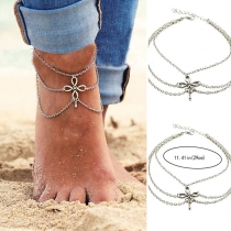 Retro Style Chinese Knot Clasp Multi Layer Tassel Anklet