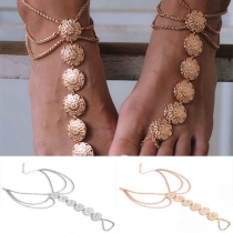 Ethnic Style Gold/Silver-tone Carving Alloy Anklet