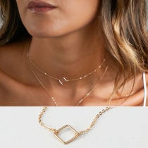 Chic Style Square Pendant Double-layer Necklace