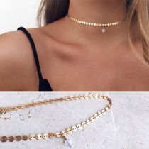 Fashion Imitation Crystal Pendant Alloy Choker Necklace