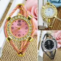 Fashion Rhinestone Inlaid Round Dial Quartz Watch