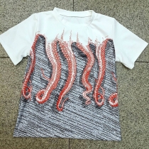 Fashion Octopus Printed Short Sleeve Round Neck T-shirt