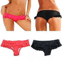 Sexy Low-waist Ruffle Solid Color Bikini Bottom