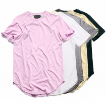 Fashion Solid Color Short Sleeve Round Neck Men's T-shirt