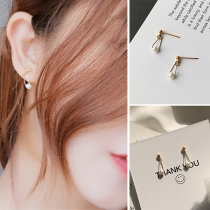 Simple Style Pearl Inlaid Triangle Shaped Stud Earrings