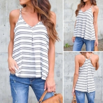 Sexy Backless V-neck Striped Cami Top