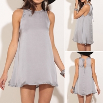 Fashion Solid Color Sleeveless Round Neck Loose Dress