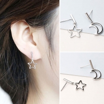 Fashion Style Star And Moon Shape Pendant Alloy Stud Earring