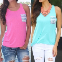 Fashion Contrast Color Printed High-low Hem Tank Top