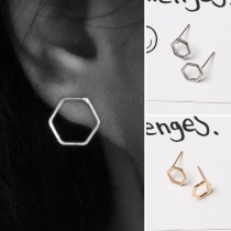 Simple Style Hexagon Shaped Alloy Stud Earrings