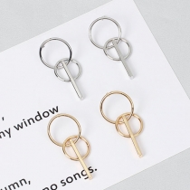 Simple Style Gold/Silver-tone Double-circle Shaped Earrings