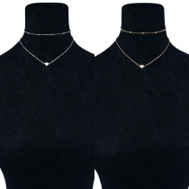 Fashion Heart Pendant Double Layer Necklace