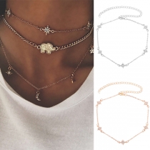 Simple Style Rhinestone Inlaid Star Choker Necklace