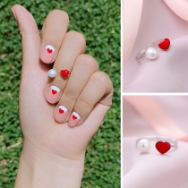 Sweet Style Pearl Inlaid Heart-shaped Ring