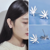 Fashion Silver-tone Maple Leaf Shaped Stud Earrings