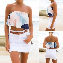 Sexy Off-shoulder Printed Double-layer Bandeau Top