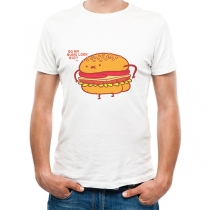 Fashion Hamburgers Printed Short Sleeve Round Neck Men's T-shirt