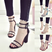 Fashion Thick High Heel Open Toe Transparent Sandals