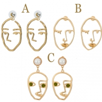 Funny Style Hollow Out Abstract Face Shaped Earrings