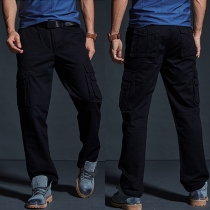 Fashion Solid Color Multi-pockets Men's Cargo Pants