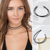 Simple Style Solid Color Multi-layer Choker Necklace  