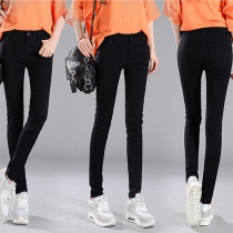 Fashion Solid Color High Waist Slim Fit Pencil Pants