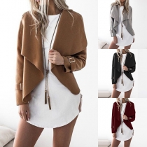 Fashion Solid Color Long Sleeve Lapel Cardigan Coat