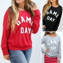Casual Style Letters Printed Long Sleeve Round Neck Sweatshirt