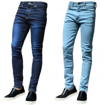 Fashion Solid Color Middle-rise Slim-fit Men's Jeans