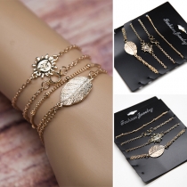 Fashion Gold-tone Sun Leaf Bracelet Set 4 pcs/Set
