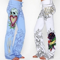 Fashion Printed High Waist Casual Pants