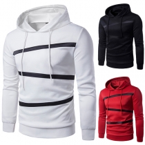 Fashion Contrast Color Long Sleeve Men's Hoodie
