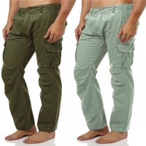 Fashion Solid Color Mid-waist Men's Cargo Pants