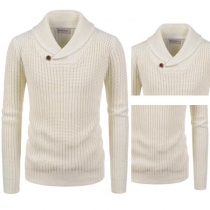 Fashion Solid Color Long Sleeve Lapel Men's Sweater