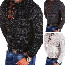Fashion Solid Color Long Sleeve Stand Collar Men's Sweater