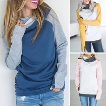 Fashion Contrast Color Long Sleeve Casual Hoodie
