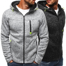 Casual Style Long Sleeve Hooded Men's Sweatshirt Coat
