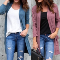 Simple Style Solid Color Long Sleeve Cardigan