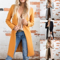 Fashion Solid Color Long Sleeve Slim Fit Coat
