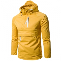 Fashion Solid Color Long Sleeve Hooded Men's Jacket