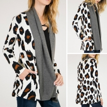 Fashion Long Sleeve Leopard Print Cardigan 