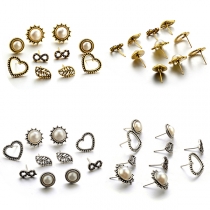 Fashion Pearl Heart Shaped Stud Earring Set 5 pair/Set