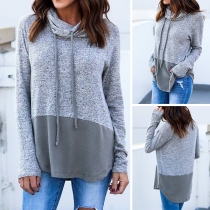 Fashion Contrast Color Long Sleeve Casual Hoodie 