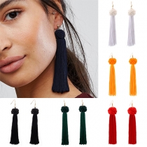 Ethnic Style Long Tassel Pendant Earrings