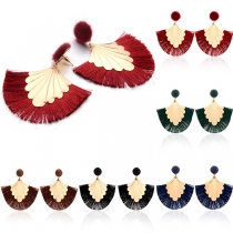 Ethnic Style Fan-shaped Tassel Earrings