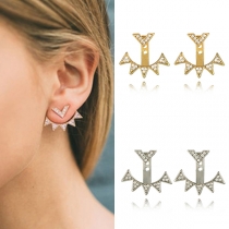 Simple Style Rhinestone Inlaid Alloy Stud Earrings